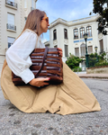 Bolso de gamuza y cuero RAMBLA color chocolate