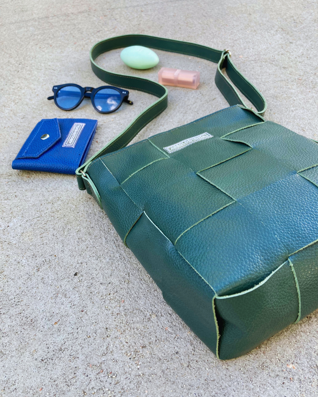 Bolso de cuero REPOSERA color verde petróleo