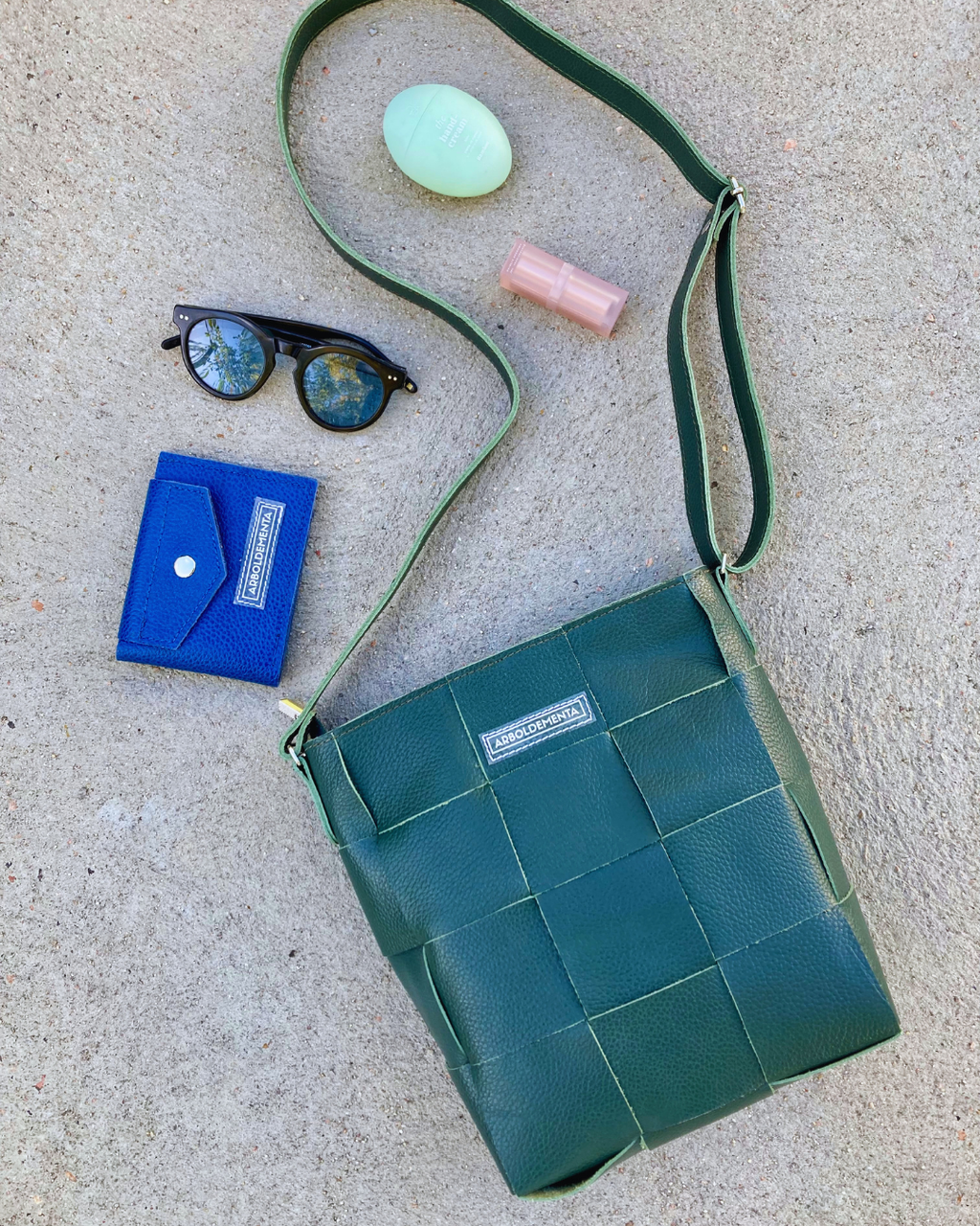 Bolso de cuero REPOSERA color verde petróleo