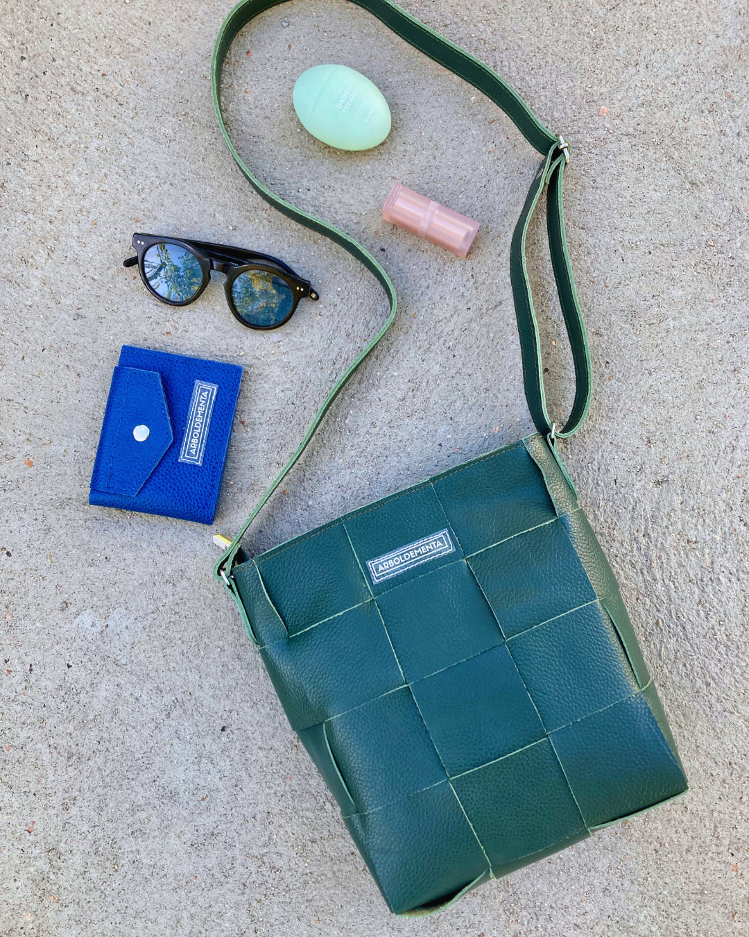 Bolso de cuero REPOSERA color verde petróleo