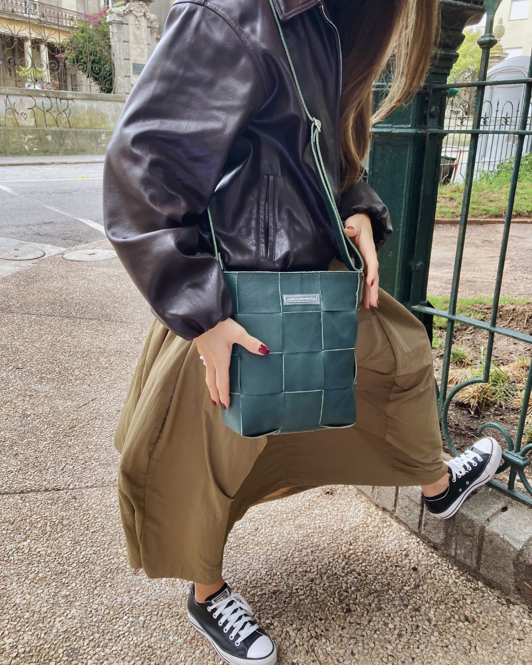 Bolso de cuero REPOSERA color verde petróleo