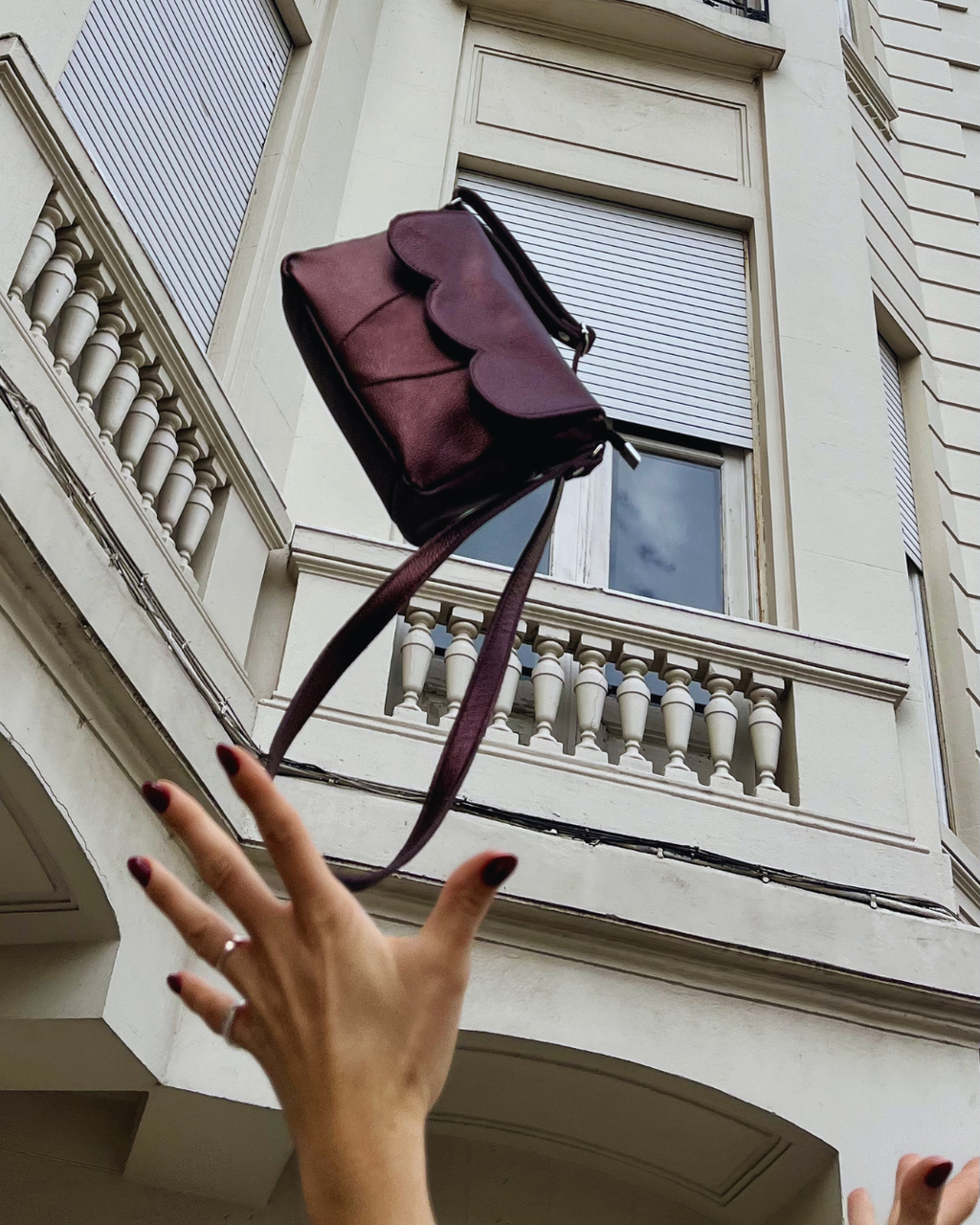 Cartera de cuero SALVO color bordó metalizado