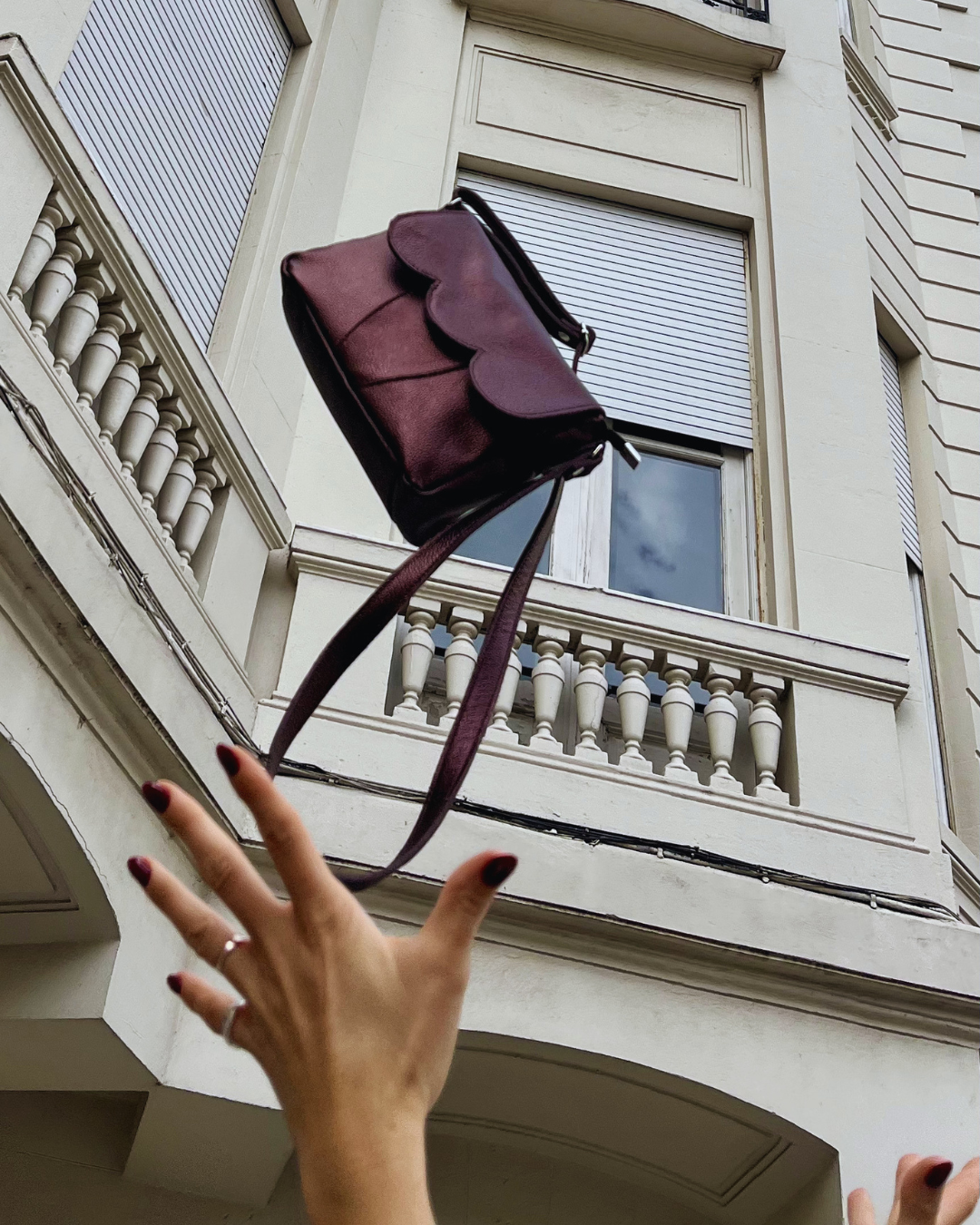 Cartera de cuero SALVO color bordó metalizado