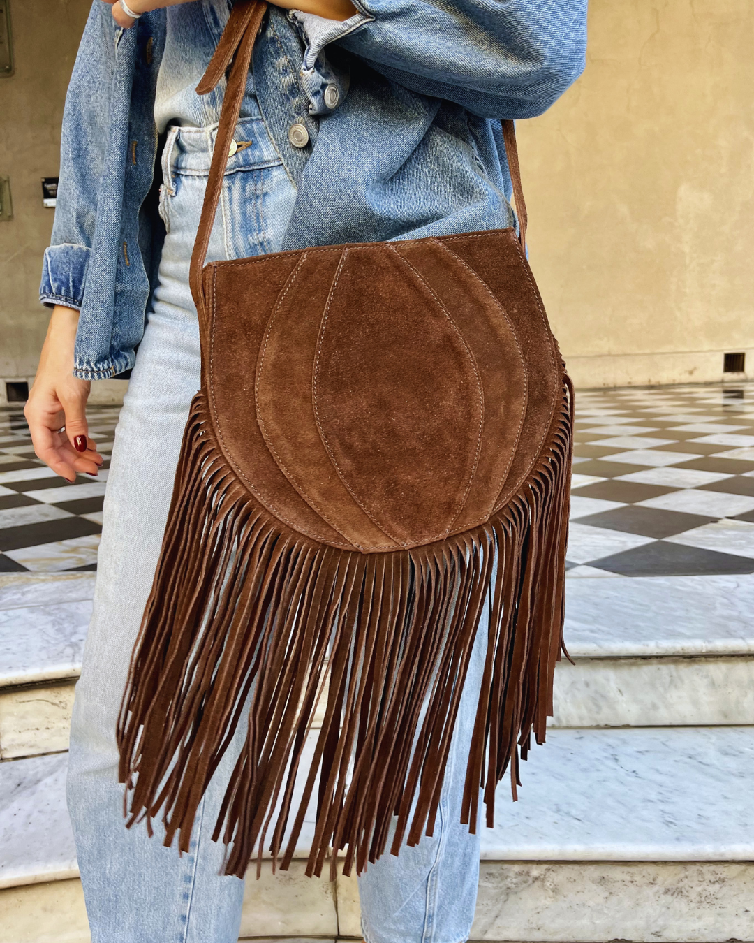Cartera de gamuza CANDOMBE color chocolate