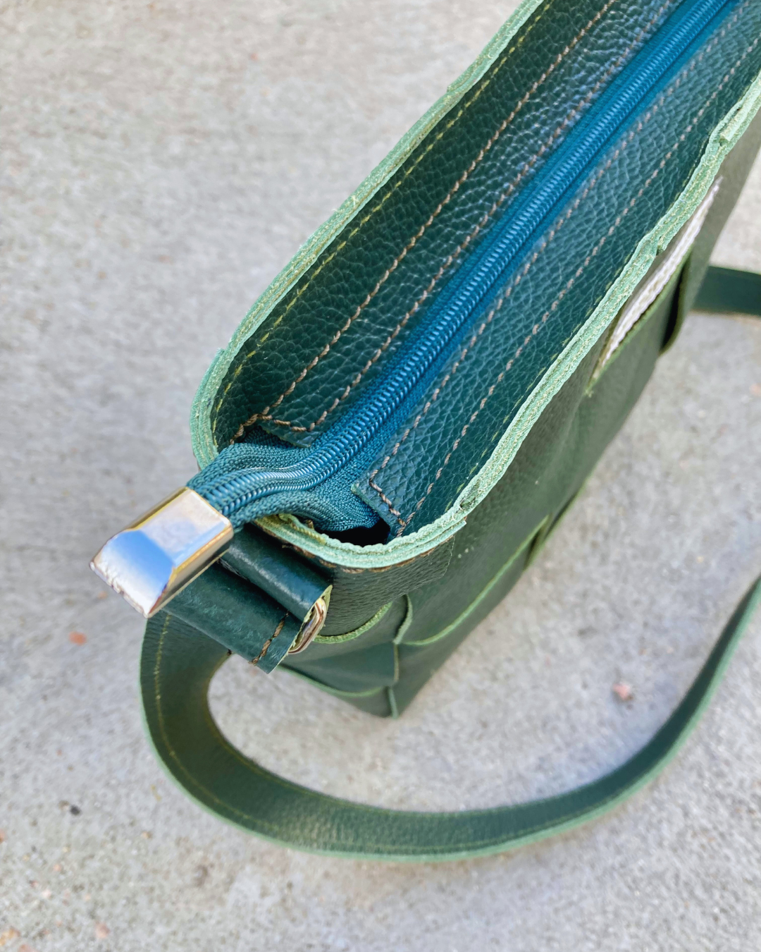 Bolso de cuero REPOSERA color verde petróleo