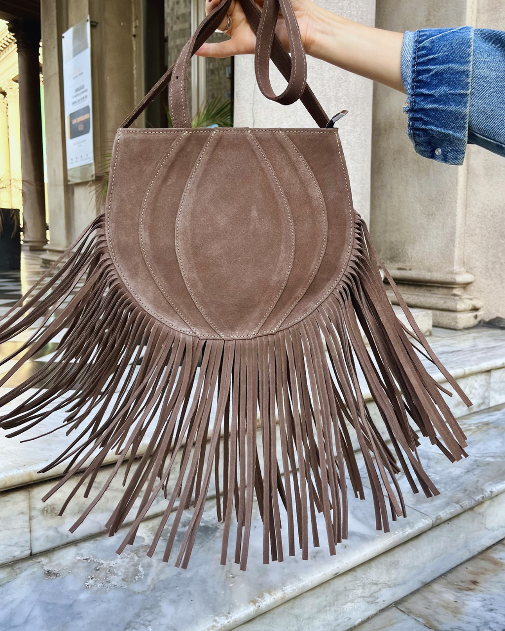 Cartera de gamuza CANDOMBE color visón