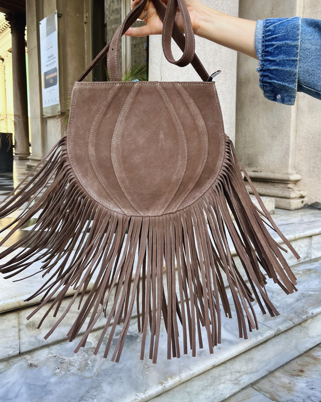 Cartera de gamuza CANDOMBE color visón
