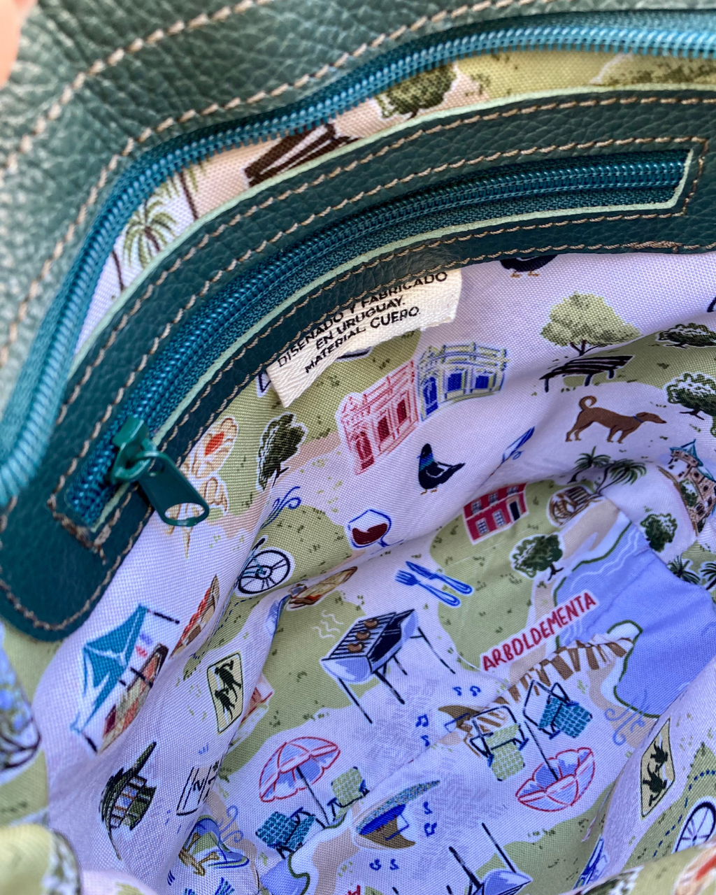 Bolso de cuero REPOSERA color verde petróleo