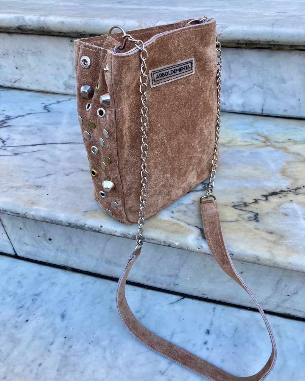 Cartera de gamuza PENÉLOPE - color visón