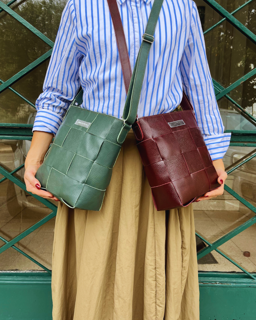 Bolso de cuero REPOSERA color verde petróleo