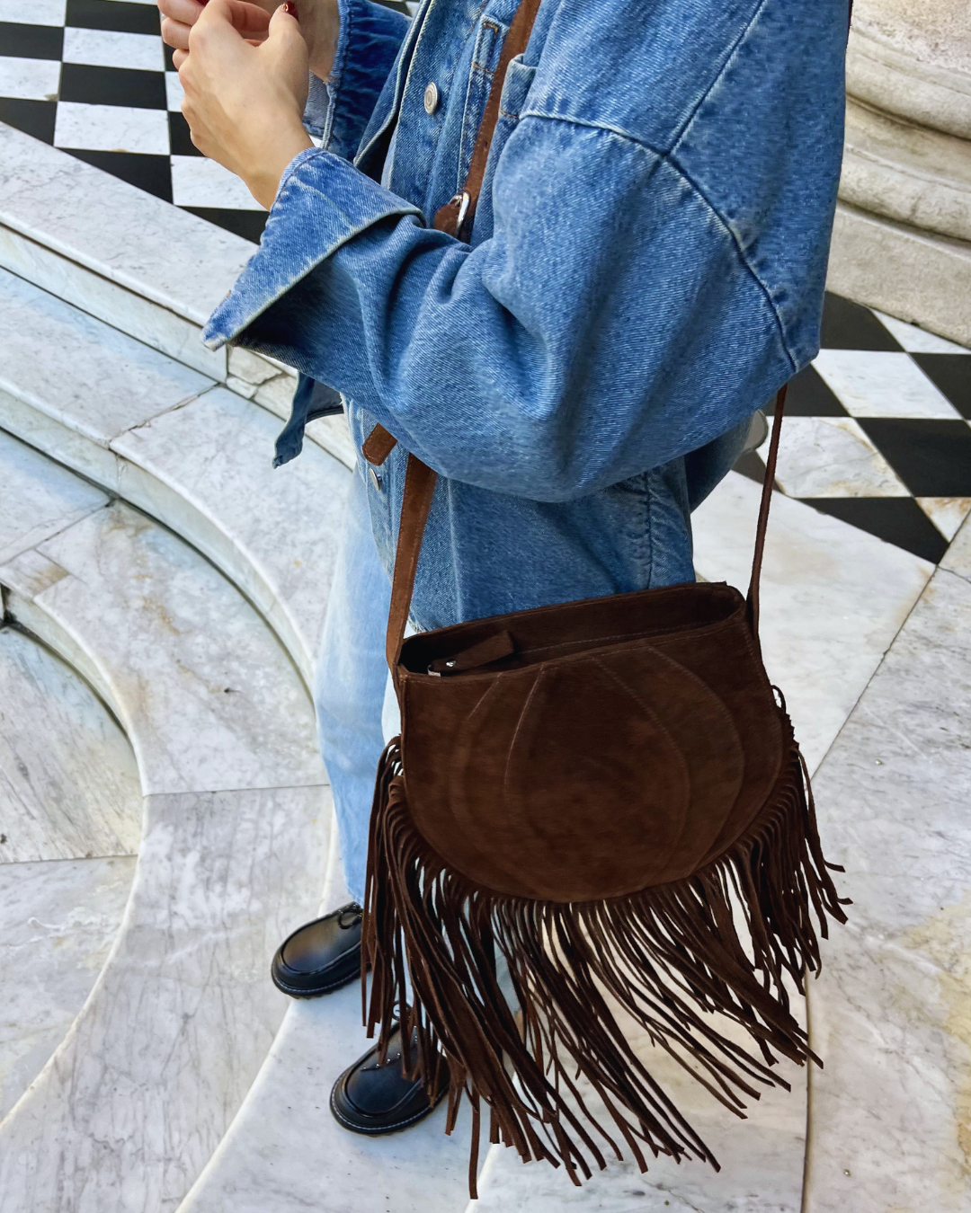 Cartera de gamuza CANDOMBE color chocolate