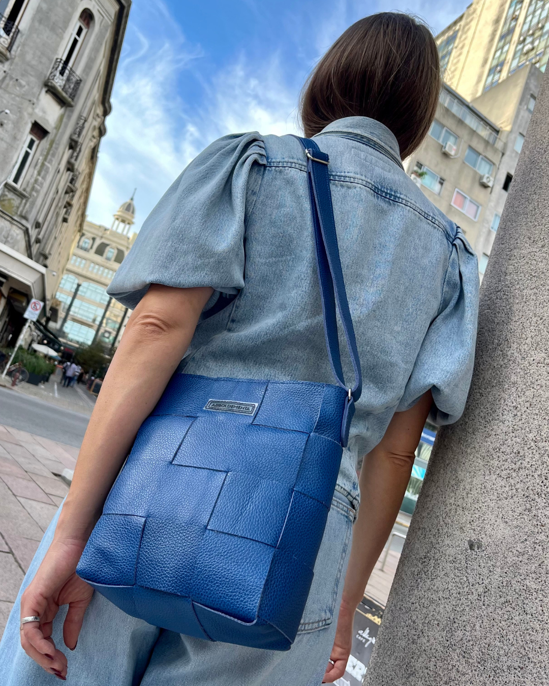 Bolso de cuero REPOSERA color azul eléctrico