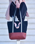 Bolso estilo shopper de cuero y tela FRANCISCA - OPORTUNIDADES