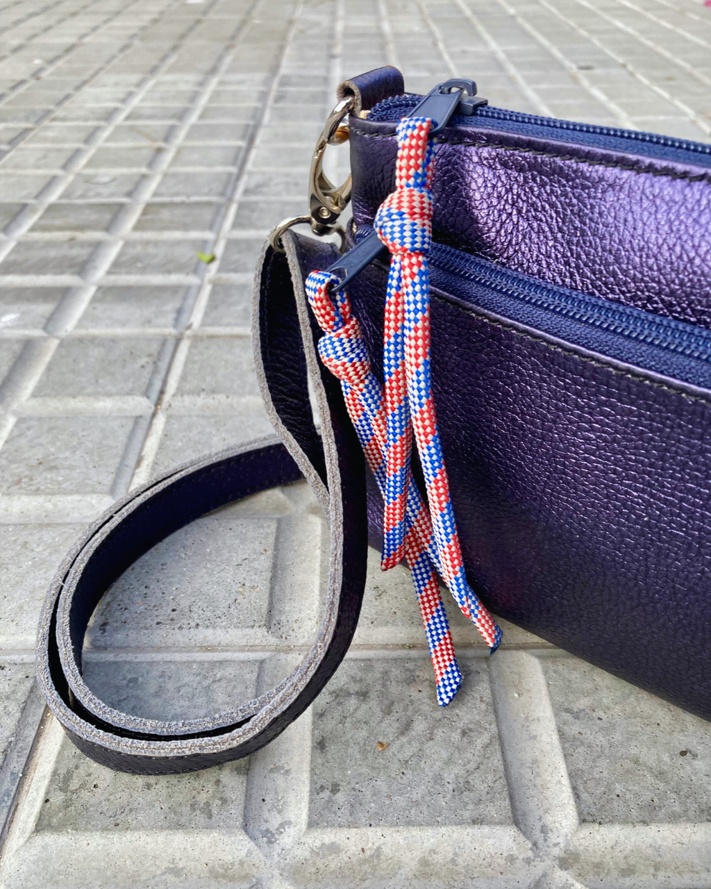 Cartera de viaje de cuero SOFÍA - color azul metalizado