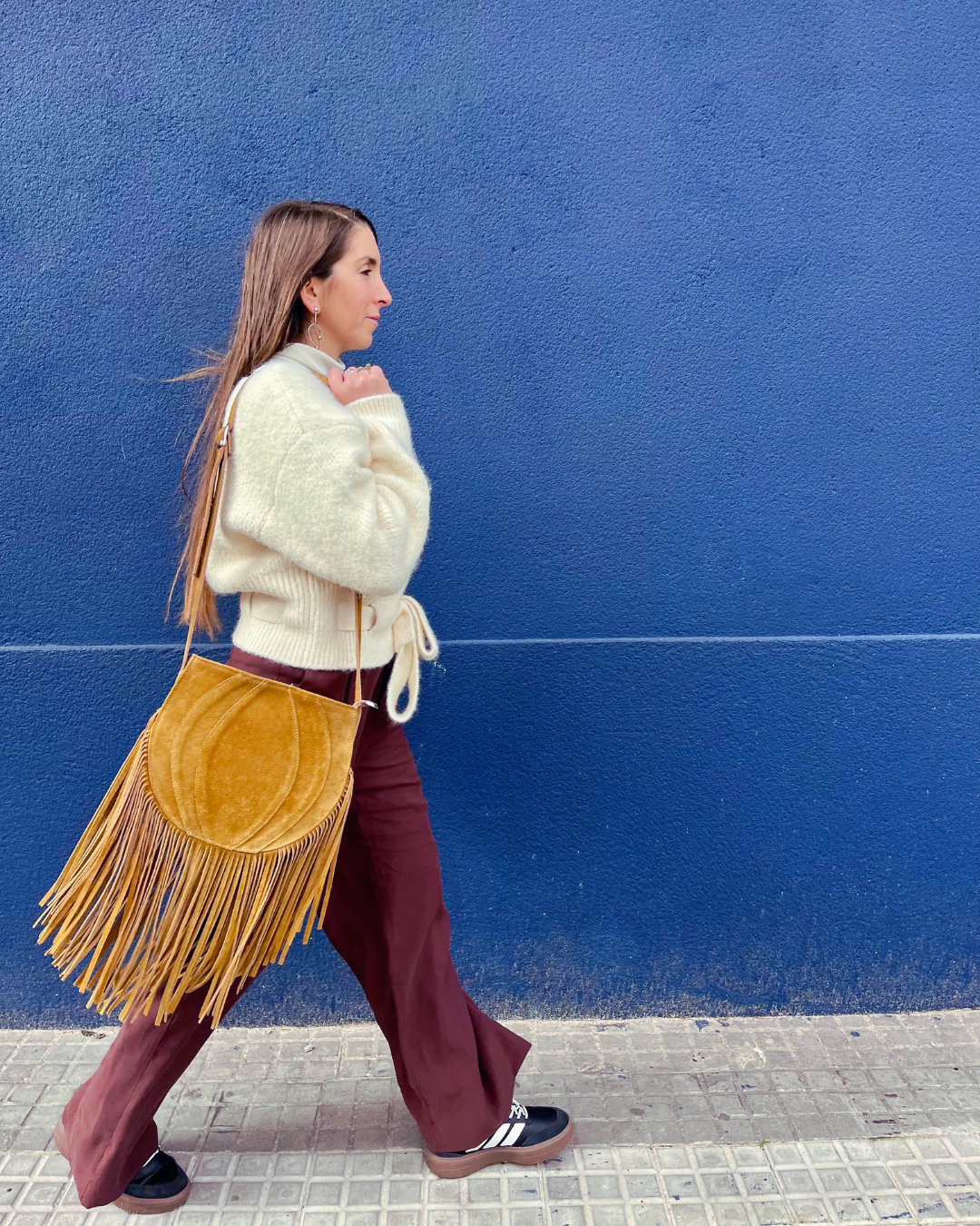 Cartera de gamuza CANDOMBE color camel