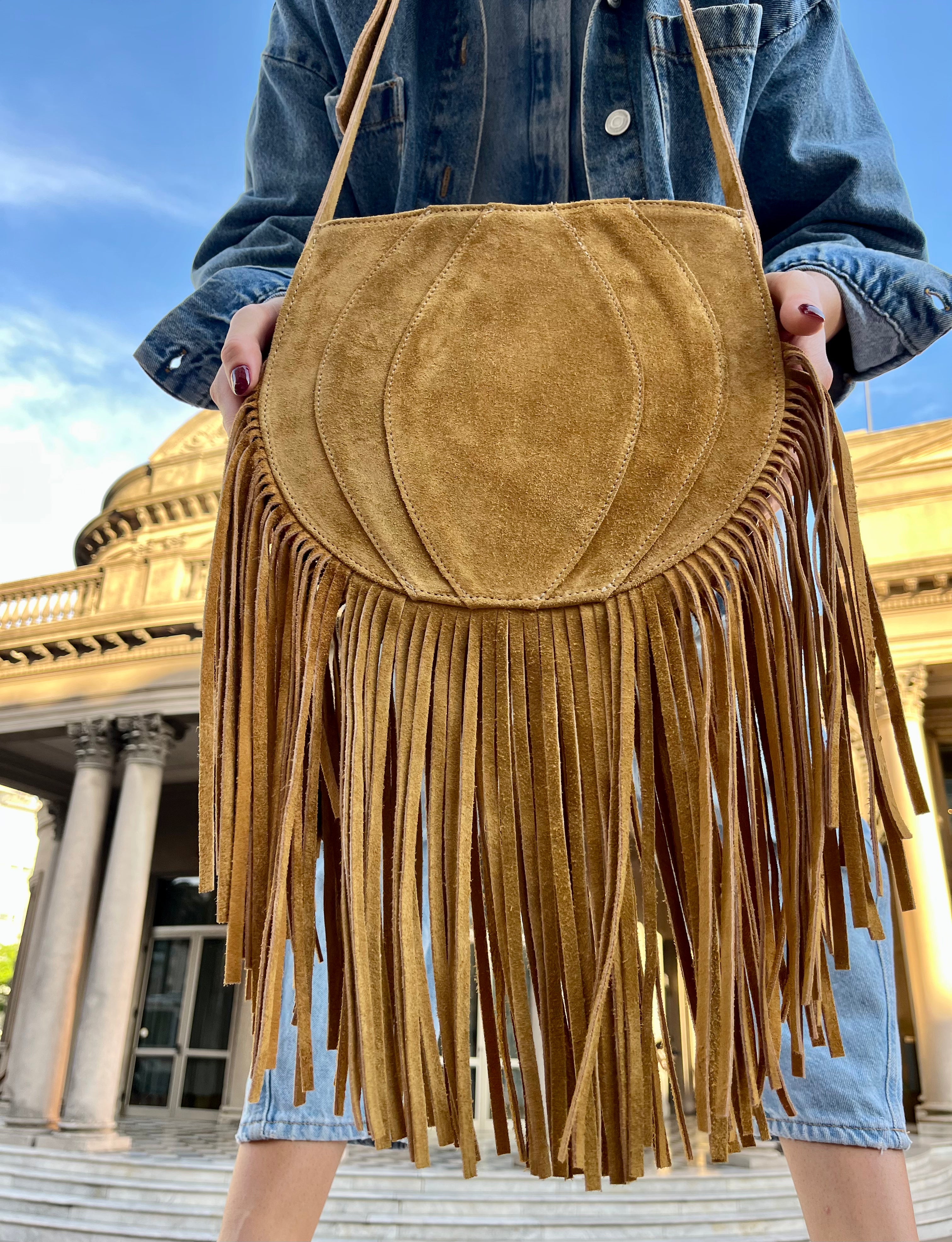 Cartera de gamuza CANDOMBE color camel