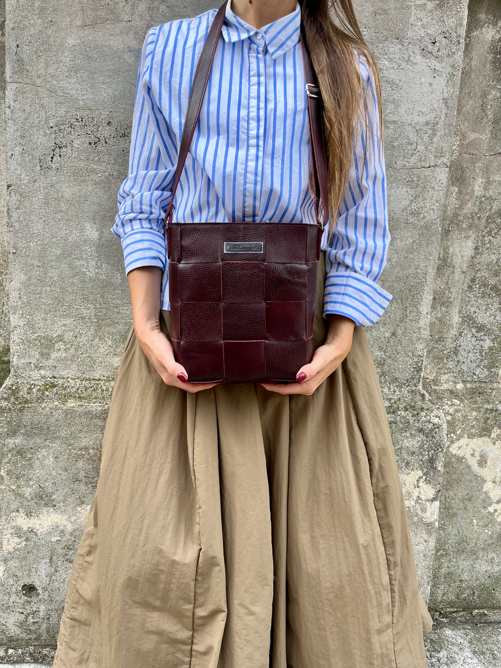 Bolso de cuero REPOSERA color bordó