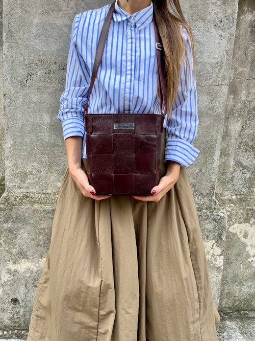 Bolso de cuero REPOSERA color bordó