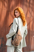 Bolso de gamuza y cuero LUISA - color visón