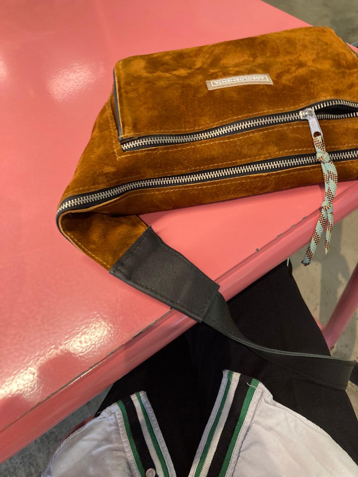 Bolso de gamuza y cuero LUISA - color habano